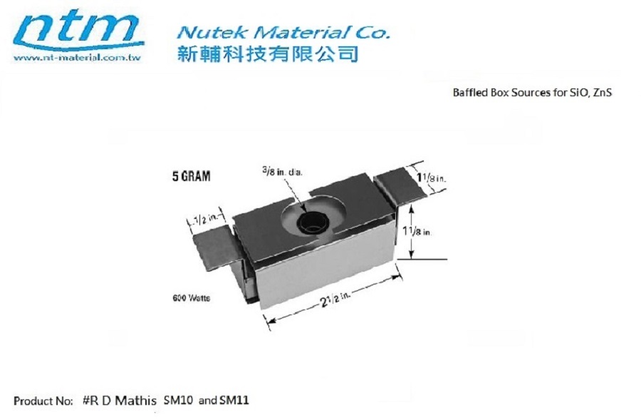 Baffled Box Sources for SiO, ZnS-SM10